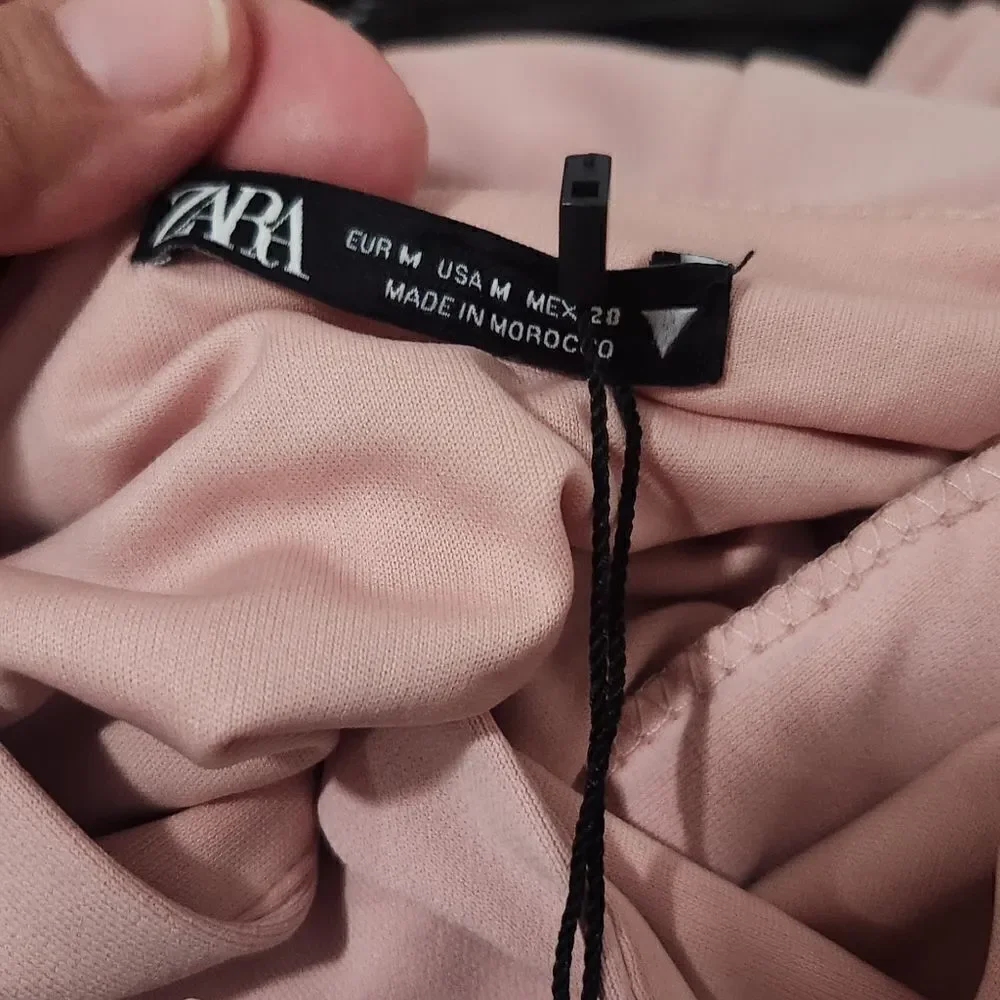 New Zara Pale Pink Mini Ruched Dress Blogger Favorite Size Medium - Picture 11 of 13